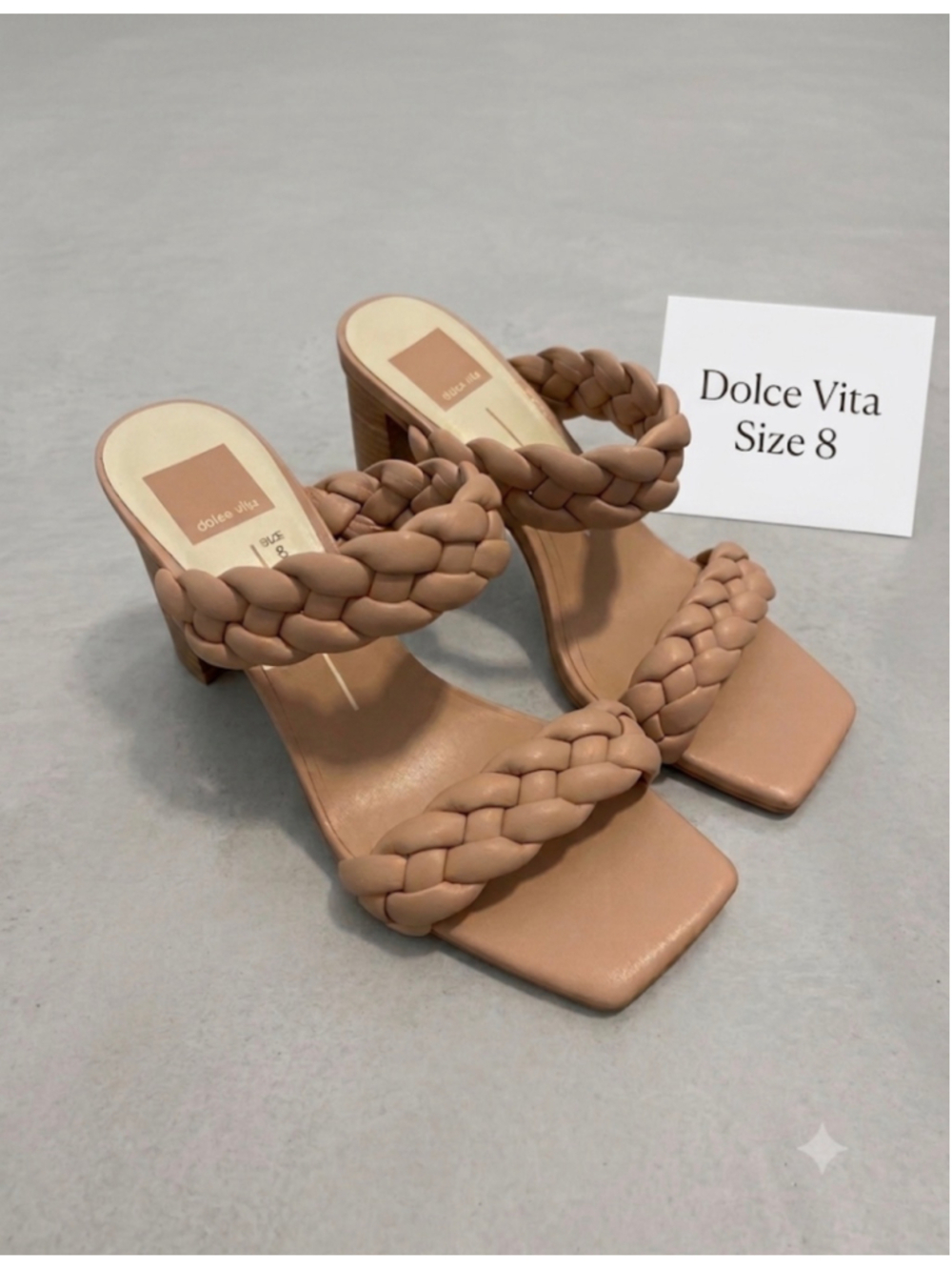 Dolce Vita Braided Block Heel Sandals Tan Size 8